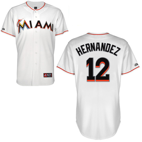 Kike Hernandez #12 Youth Baseball Jersey-Miami Marlins Authentic Home White Cool Base MLB Jersey